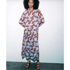 Zara colorful floral maxi dress NWT